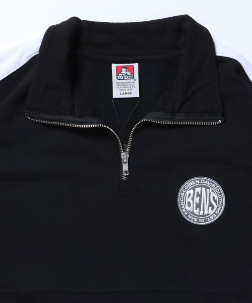 【セール】【BEN DAVIS(ベンデイビス)】 BD TRAINERS TOP / 刺繍 切替 スウェット ハーフジップ 裏毛 プルオーバー スタンド（スウェット）｜BEN DAVIS（ベンデイビス）
