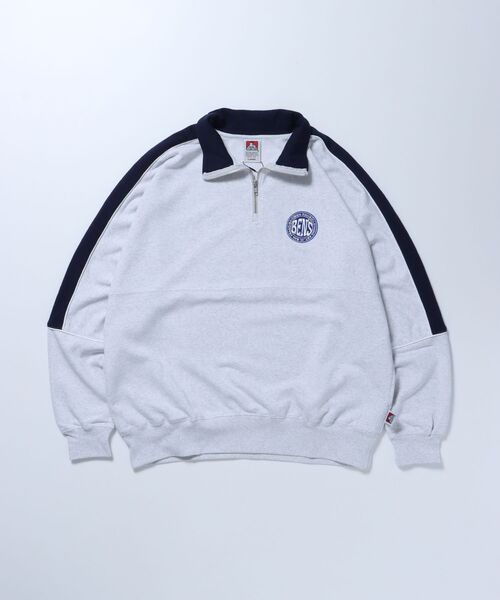 【セール】【BEN DAVIS(ベンデイビス)】 BD TRAINERS TOP / 刺繍 切替 スウェット ハーフジップ 裏毛 プルオーバー スタンド（スウェット）｜BEN DAVIS（ベンデイビス）