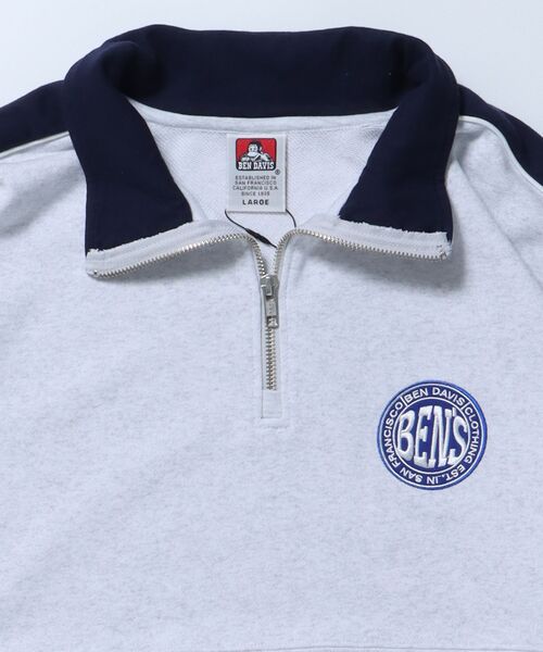【セール】【BEN DAVIS(ベンデイビス)】 BD TRAINERS TOP / 刺繍 切替 スウェット ハーフジップ 裏毛 プルオーバー スタンド（スウェット）｜BEN DAVIS（ベンデイビス）