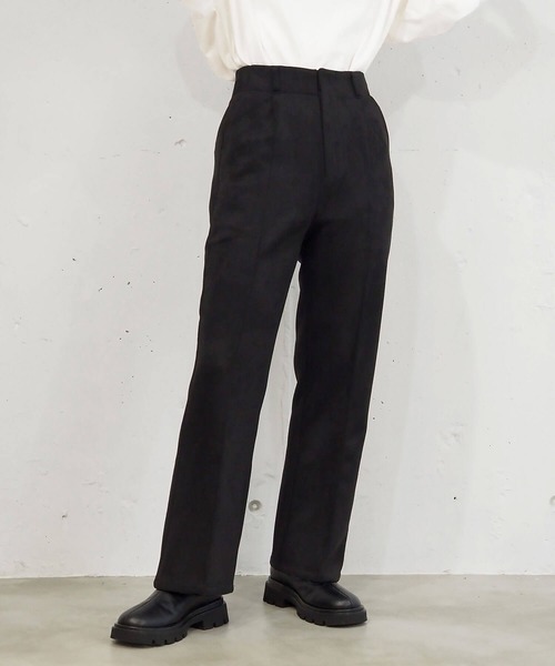 tiptop(ティップトップ)の「【2サイズ展開/web限定Sサイズあり】スエポンセンタープレスセミフレアパンツ(スラックス・レディース・チャコールグレー/ブルー/アイボリー/ブラック・S/M)」の3枚目の写真