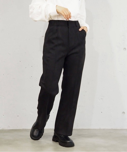 tiptop(ティップトップ)の「【2サイズ展開/web限定Sサイズあり】スエポンセンタープレスセミフレアパンツ(スラックス・レディース・チャコールグレー/ブルー/アイボリー/ブラック・S/M)」の22枚目の写真