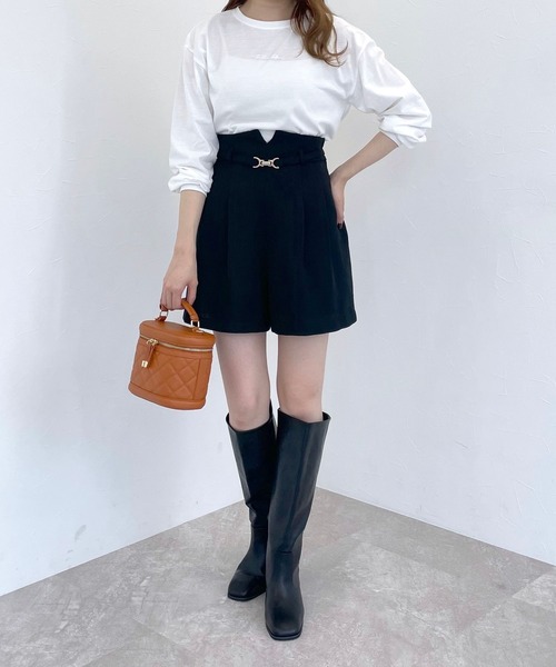 mysty woman（ミスティウーマン）の「ロゴ刺繍ロンT　986353（Tシャツ/カットソー・レディース・ブラック/オフホワイト/ライトベージュ・FREE）」の5枚目の写真