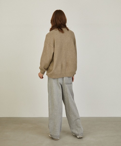 EMMA CLOTHES（エマクローズ）の「ウール混ブークレヤーン オーバーサイズクルーネックニットカーディガン EMMA CLOTHES（カーディガン/ボレロ・メンズ・アイボリー/ブルー/ブラック/ベージュ・L/M）」の15枚目の写真