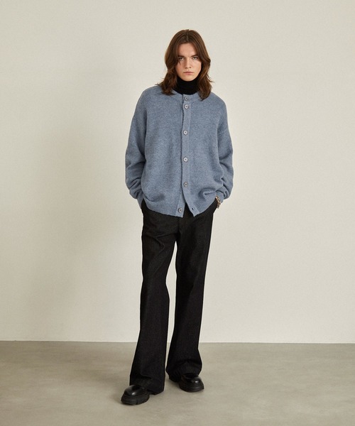 EMMA CLOTHES（エマクローズ）の「ウール混ブークレヤーン オーバーサイズクルーネックニットカーディガン EMMA CLOTHES（カーディガン/ボレロ・メンズ・アイボリー/ブルー/ブラック/ベージュ・L/M）」の20枚目の写真