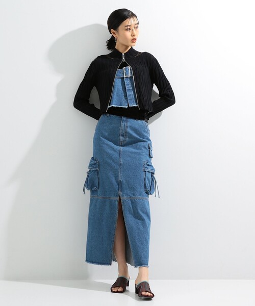 Ray BEAMS(レイビームス)の「Ray BEAMS / シアー ショルダー ジップ カーディガン(カーディガン/ボレロ・レディース・ブラック/ロイヤルブルー・ONE SIZE)」の8枚目の写真