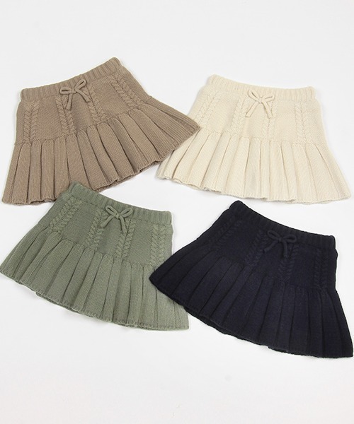 petit main（プティマイン）の「ニットプリーツスカパン（スカート・キッズ・アイボリー/ネイビー/モスグリーン/モカ・M/L/S）」の5枚目の写真
