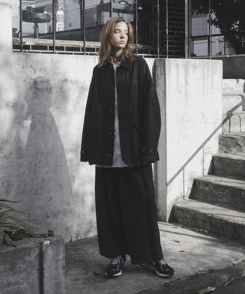 remer（リメール）の「loose tuck wide vintage wash denim PT