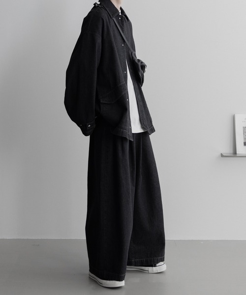 remer(リメール)の「loose tuck wide vintage wash denim PT / ルーズタックワイドヴィンテージウォッシュデニムパンツ 10.5 oz denim(デニムパンツ・メンズ・グレイッシュベージュ/ワンウォッシュ/サックスブルー・MEDIUM/SMALL/LARGE)」の15枚目の写真