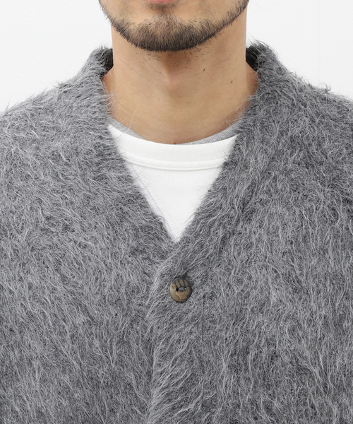 THE INOUE BROTHERS... アルパカカーディガン M グレー THE INOUE BROTHERS(ザイノウエブラザーズ) SURI CARDIGAN STRIPE