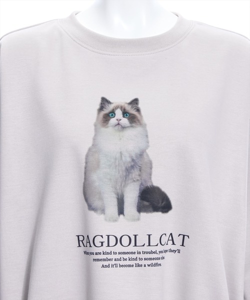 clear（クリア）の「猫プリント裏起毛スウェット（Tシャツ/カットソー