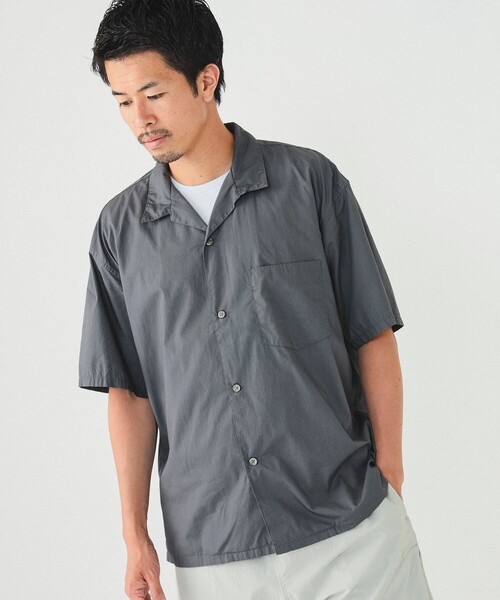 BEAMS（ビームス）の「BEAMS / ベーシック オープンカラー シャツ（シャツ/ブラウス・メンズ・グレー/ブラック/ホワイト・S/M/L/XL）」の3枚目の写真