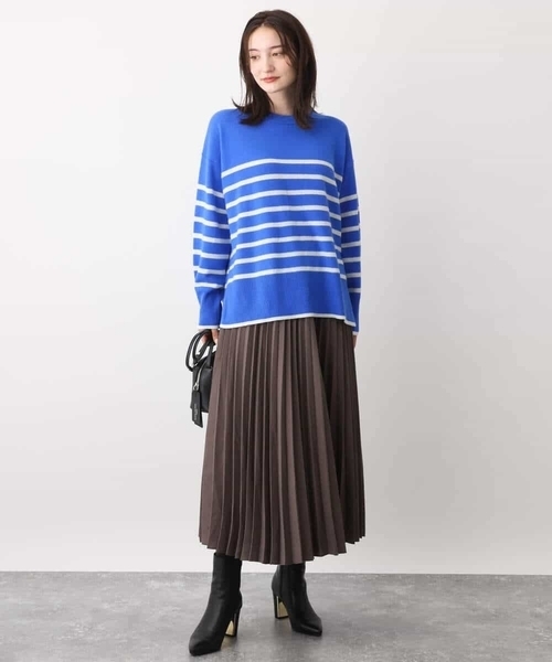 MK MICHEL KLEIN(エムケーミッシェルクラン)の「airwoolパネルボーダーカラーニット(ニット/セーター・レディース・ネイビー/ピンク/ブルー・38)」の7枚目の写真