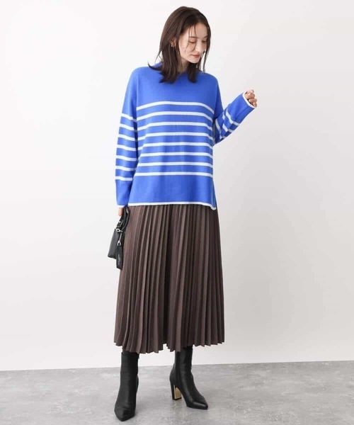 MK MICHEL KLEIN(エムケーミッシェルクラン)の「airwoolパネルボーダーカラーニット(ニット/セーター・レディース・ネイビー/ピンク/ブルー・38)」の8枚目の写真