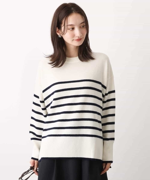 MK MICHEL KLEIN(エムケーミッシェルクラン)の「airwoolパネルボーダーカラーニット(ニット/セーター・レディース・ネイビー/ピンク/ブルー・38)」の9枚目の写真