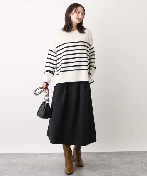 MK MICHEL KLEIN(エムケーミッシェルクラン)の「airwoolパネルボーダーカラーニット(ニット/セーター・レディース・ネイビー/ピンク/ブルー・38)」の11枚目の写真