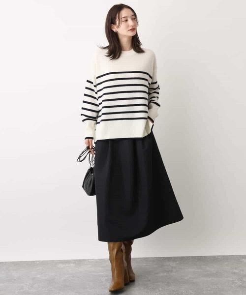 MK MICHEL KLEIN(エムケーミッシェルクラン)の「airwoolパネルボーダーカラーニット(ニット/セーター・レディース・ネイビー/ピンク/ブルー・38)」の12枚目の写真