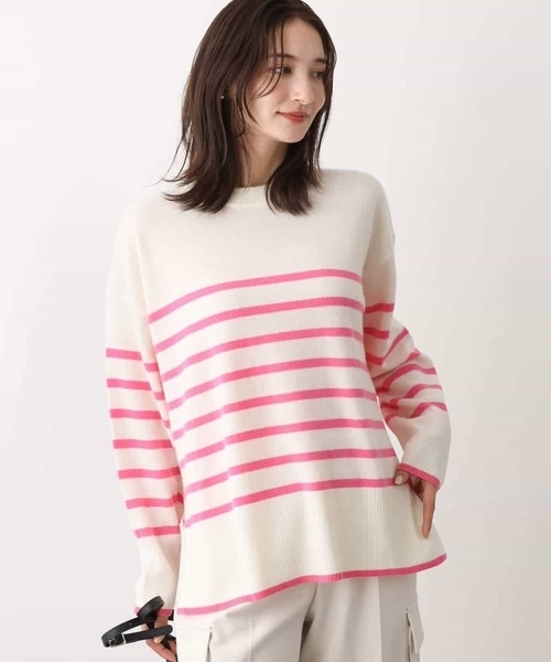 MK MICHEL KLEIN(エムケーミッシェルクラン)の「airwoolパネルボーダーカラーニット(ニット/セーター・レディース・ネイビー/ピンク/ブルー・38)」の13枚目の写真