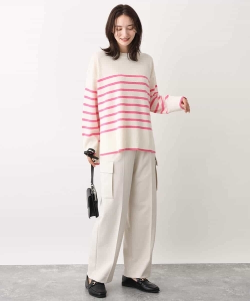 MK MICHEL KLEIN(エムケーミッシェルクラン)の「airwoolパネルボーダーカラーニット(ニット/セーター・レディース・ネイビー/ピンク/ブルー・38)」の14枚目の写真