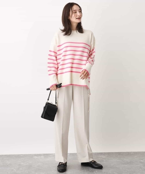 MK MICHEL KLEIN(エムケーミッシェルクラン)の「airwoolパネルボーダーカラーニット(ニット/セーター・レディース・ネイビー/ピンク/ブルー・38)」の15枚目の写真