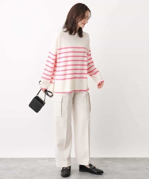 MK MICHEL KLEIN(エムケーミッシェルクラン)の「airwoolパネルボーダーカラーニット(ニット/セーター・レディース・ネイビー/ピンク/ブルー・38)」の16枚目の写真