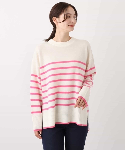 MK MICHEL KLEIN(エムケーミッシェルクラン)の「airwoolパネルボーダーカラーニット(ニット/セーター・レディース・ネイビー/ピンク/ブルー・38)」の17枚目の写真