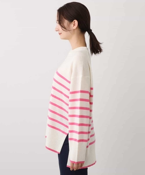 MK MICHEL KLEIN(エムケーミッシェルクラン)の「airwoolパネルボーダーカラーニット(ニット/セーター・レディース・ネイビー/ピンク/ブルー・38)」の18枚目の写真