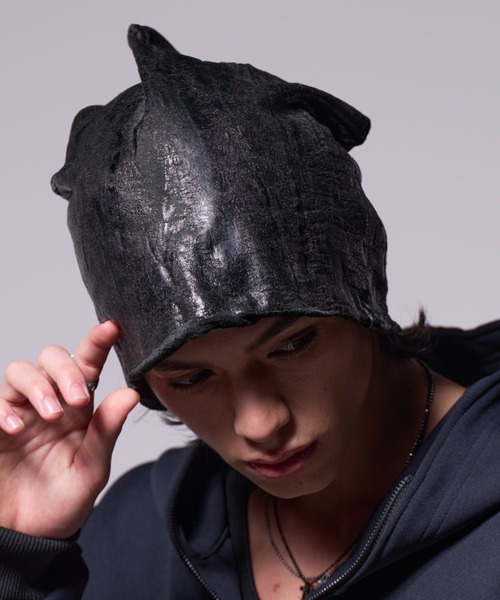 kiryuyrik(キリュウキリュウ)の「Kiryuyrik/キリュウキリュウ/LeopardJQD Jersey HAKU Cap(ニットキャップ/ビーニー・メンズ・ブラック・FREE)」の4枚目の写真