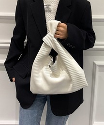 PUレザー リブプリーツハンドバッグ cula780