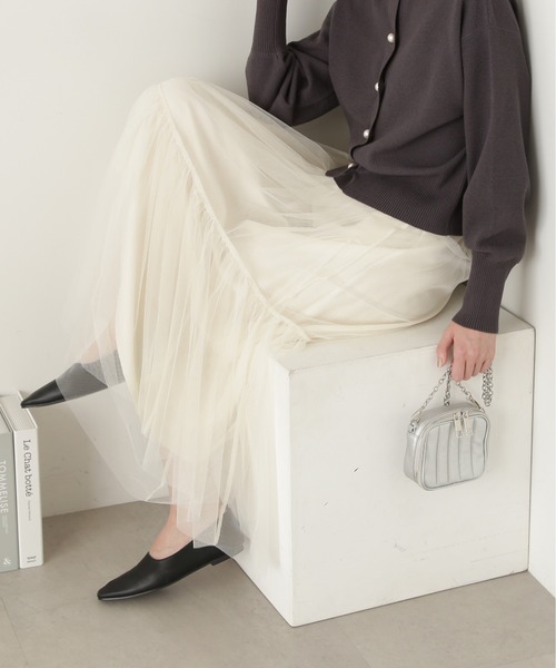 N.（N. Natural Beauty Basic）（エヌエヌナチュラルビューティーベーシック）の「◆ダブルチュールティアードスカート（スカート・レディース・オフホワイト/グレー/ブラック・MEDIUM）」の11枚目の写真