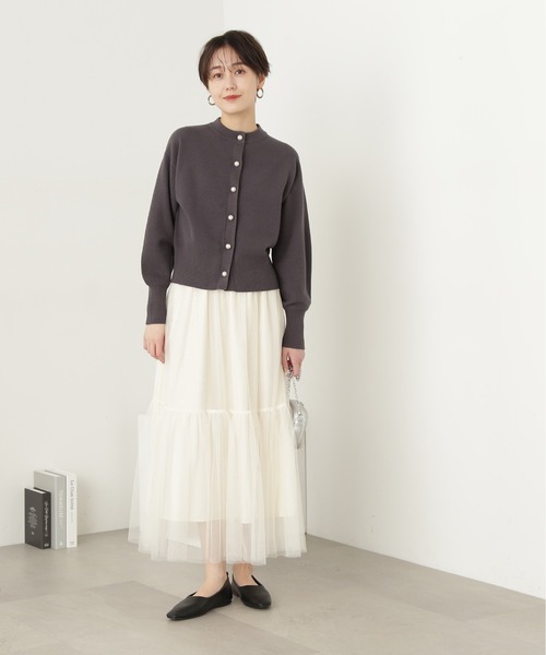 N.（N. Natural Beauty Basic）（エヌエヌナチュラルビューティーベーシック）の「◆ダブルチュールティアードスカート（スカート・レディース・オフホワイト/グレー/ブラック・MEDIUM）」の10枚目の写真