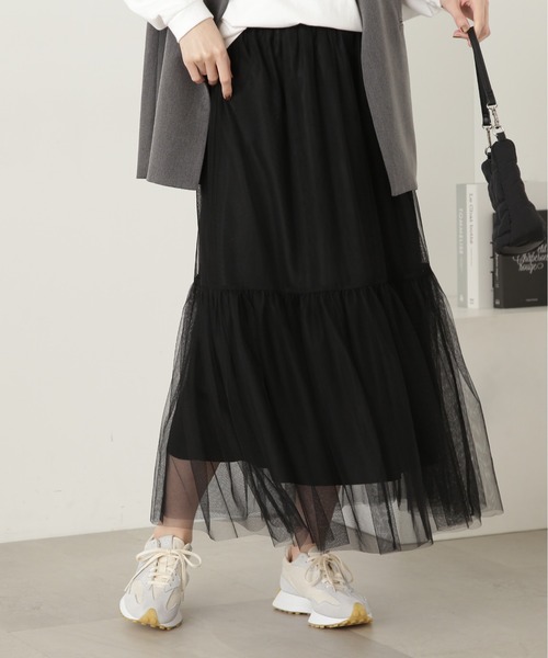 N.（N. Natural Beauty Basic）（エヌエヌナチュラルビューティーベーシック）の「◆ダブルチュールティアードスカート（スカート・レディース・オフホワイト/グレー/ブラック・MEDIUM）」の12枚目の写真