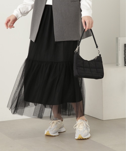 N.（N. Natural Beauty Basic）（エヌエヌナチュラルビューティーベーシック）の「◆ダブルチュールティアードスカート（スカート・レディース・オフホワイト/グレー/ブラック・MEDIUM）」の16枚目の写真