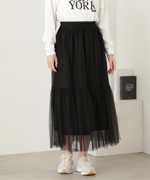 N.（N. Natural Beauty Basic）（エヌエヌナチュラルビューティーベーシック）の「◆ダブルチュールティアードスカート（スカート・レディース・オフホワイト/グレー/ブラック・MEDIUM）」の17枚目の写真