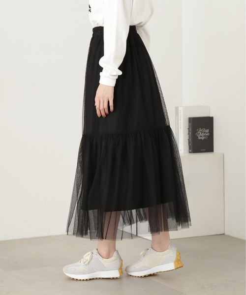 N.（N. Natural Beauty Basic）（エヌエヌナチュラルビューティーベーシック）の「◆ダブルチュールティアードスカート（スカート・レディース・オフホワイト/グレー/ブラック・MEDIUM）」の18枚目の写真