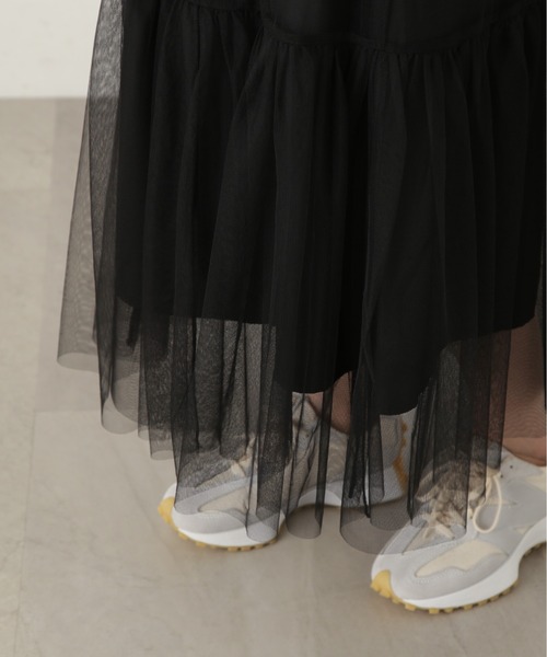 N.（N. Natural Beauty Basic）（エヌエヌナチュラルビューティーベーシック）の「◆ダブルチュールティアードスカート（スカート・レディース・オフホワイト/グレー/ブラック・MEDIUM）」の21枚目の写真