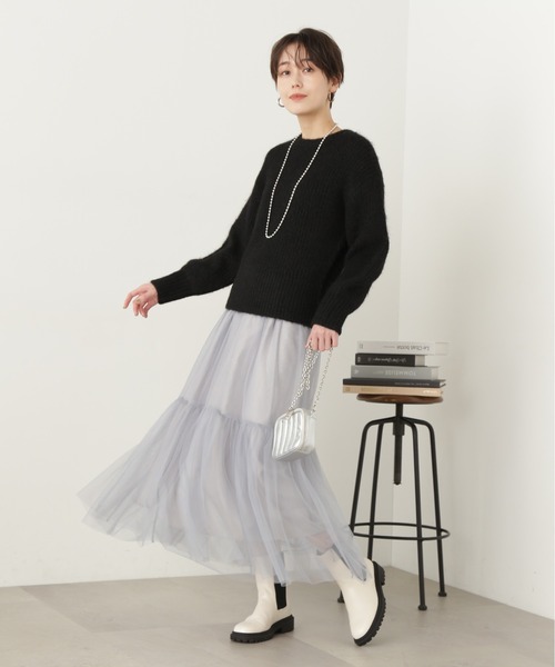 N.（N. Natural Beauty Basic）（エヌエヌナチュラルビューティーベーシック）の「◆ダブルチュールティアードスカート（スカート・レディース・オフホワイト/グレー/ブラック・MEDIUM）」の22枚目の写真