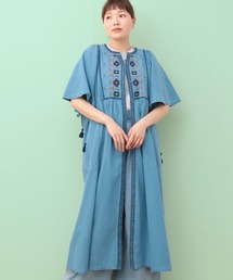 Rico ライトデニムウィピール刺繍ワンピース