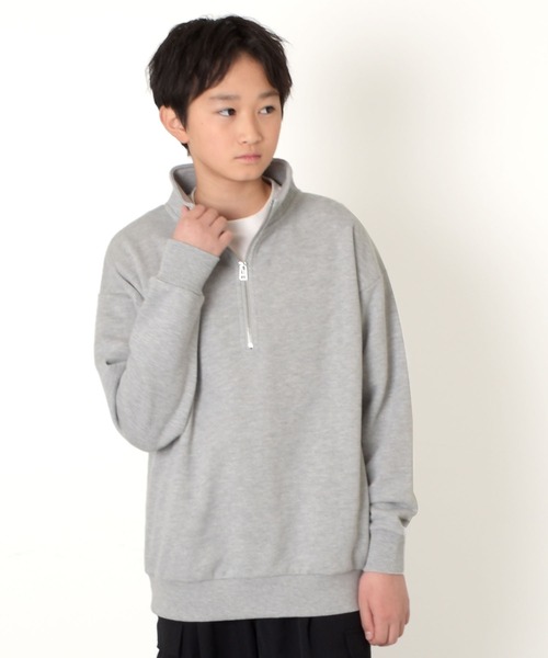 GLAZOS(グラソス)の「【再入荷】【あったか】裏起毛・ハーフZIPスタンドトレーナー(その他トップス・キッズ・オートミール/グレー/ブラック/パープル・170cm/150cm/160cm/140cm)」の3枚目の写真