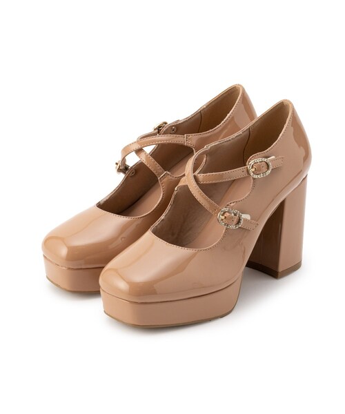 ESPERANZA(エスペランサ)の「◆クロスダブルバックル厚底パンプス 結婚式二次会 パーティー 24SS(パンプス・レディース・ブラック系1/ベージュ系1/ピンク系6・22.0cm/22.5cm/23.0cm/23.5cm/24.0cm/24.5cm)」の7枚目の写真