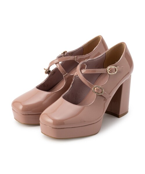 ESPERANZA(エスペランサ)の「◆クロスダブルバックル厚底パンプス 結婚式二次会 パーティー 24SS(パンプス・レディース・ブラック系1/ベージュ系1/ピンク系6・22.0cm/22.5cm/23.0cm/23.5cm/24.0cm/24.5cm)」の5枚目の写真
