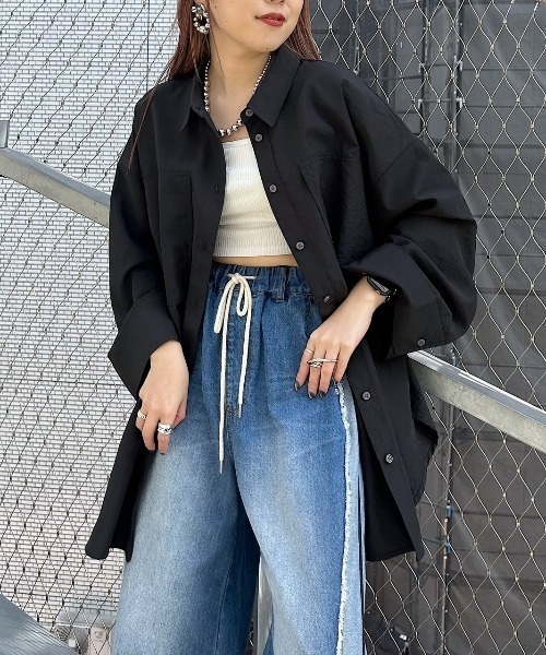 PAGEBOY（ページボーイ）の「コットンタッチルーズシャツ（シャツ/ブラウス・レディース・ブルー系その他/ブラック/スカイブルー/オフホワイト・FREE）」の3枚目の写真