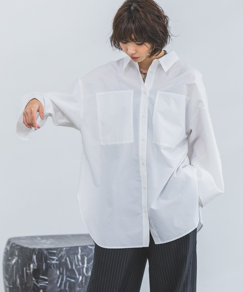 PAGEBOY（ページボーイ）の「コットンタッチルーズシャツ（シャツ/ブラウス・レディース・ブルー系その他/ブラック/スカイブルー/オフホワイト・FREE）」の5枚目の写真