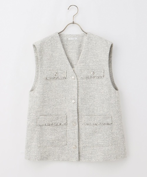 Honeys（ハニーズ）の「ツイードベスト（ベスト・レディース・ホワイト×ブラック/アイボリー/ブラック×ホワイト・LL/L/M/S）」の15枚目の写真