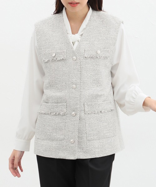 Honeys（ハニーズ）の「ツイードベスト（ベスト・レディース・ホワイト×ブラック/アイボリー/ブラック×ホワイト・LL/L/M/S）」の17枚目の写真