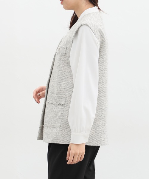 Honeys（ハニーズ）の「ツイードベスト（ベスト・レディース・ホワイト×ブラック/アイボリー/ブラック×ホワイト・LL/L/M/S）」の6枚目の写真