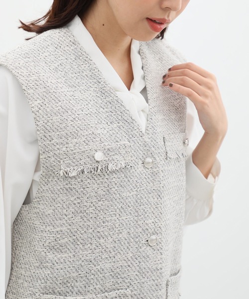 Honeys（ハニーズ）の「ツイードベスト（ベスト・レディース・ホワイト×ブラック/アイボリー/ブラック×ホワイト・LL/L/M/S）」の8枚目の写真