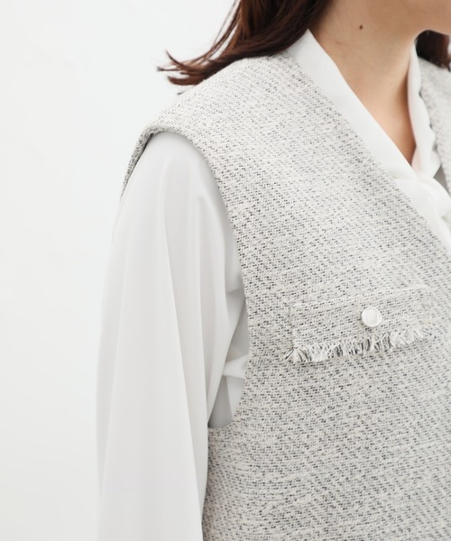 Honeys（ハニーズ）の「ツイードベスト（ベスト・レディース・ホワイト×ブラック/アイボリー/ブラック×ホワイト・LL/L/M/S）」の9枚目の写真