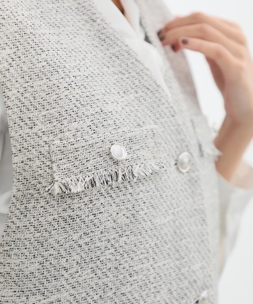 Honeys（ハニーズ）の「ツイードベスト（ベスト・レディース・ホワイト×ブラック/アイボリー/ブラック×ホワイト・LL/L/M/S）」の10枚目の写真