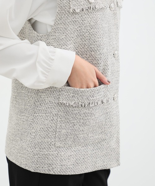 Honeys（ハニーズ）の「ツイードベスト（ベスト・レディース・ホワイト×ブラック/アイボリー/ブラック×ホワイト・LL/L/M/S）」の11枚目の写真