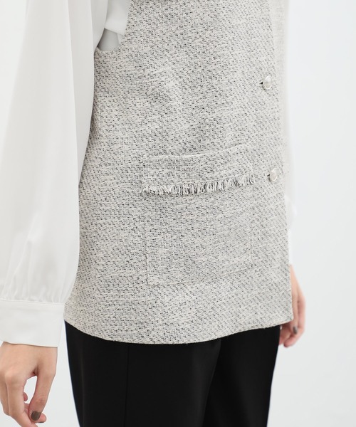 Honeys（ハニーズ）の「ツイードベスト（ベスト・レディース・ホワイト×ブラック/アイボリー/ブラック×ホワイト・LL/L/M/S）」の4枚目の写真